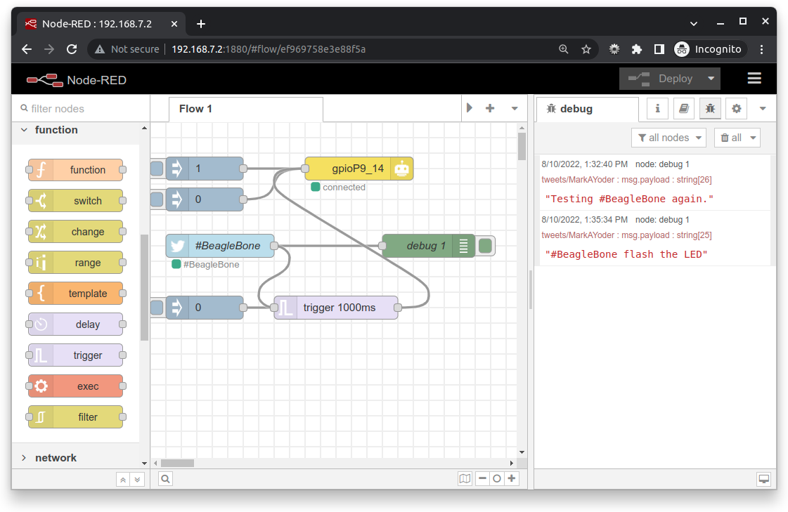 node-red trigger node