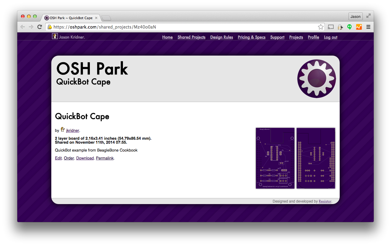 quickBot oshpark share
